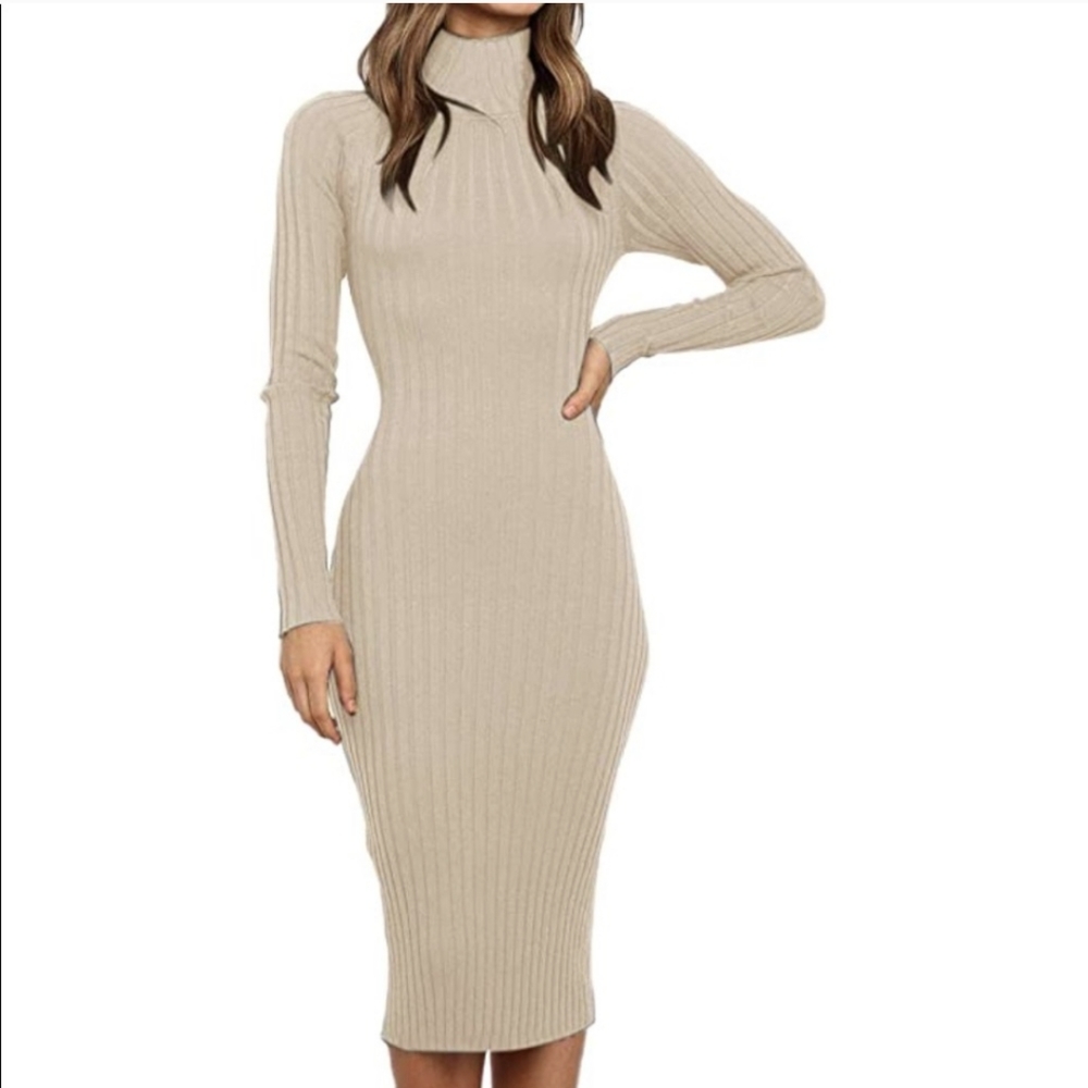 Ribbed turtleneck dress